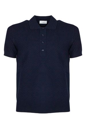 Navy blue cotton knit polo shirt PAOLO PECORA | A046F1006685